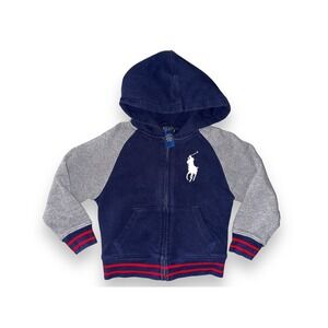 Y2 Ralph Lauren Polo Big Pony Zip Up Hoodie Sweatshirt Jacket Toddler 3T